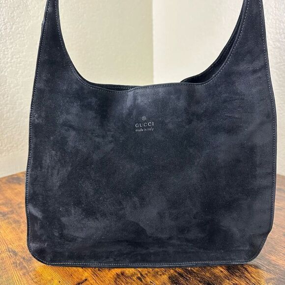 Gucci Suede Hobo Bag Black W/ Certificate of Authenticity - Picture 9 of 16